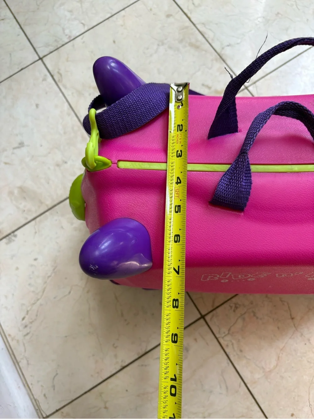Ride'n Roll Pink Kids Ride-On Suitcase with- Purple Straps Accents